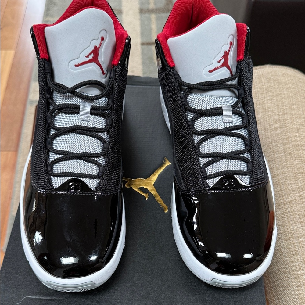 Nike Air Jordan Aura 2 Black and White Sneakers with Red Accents - Picture 2 of 5
